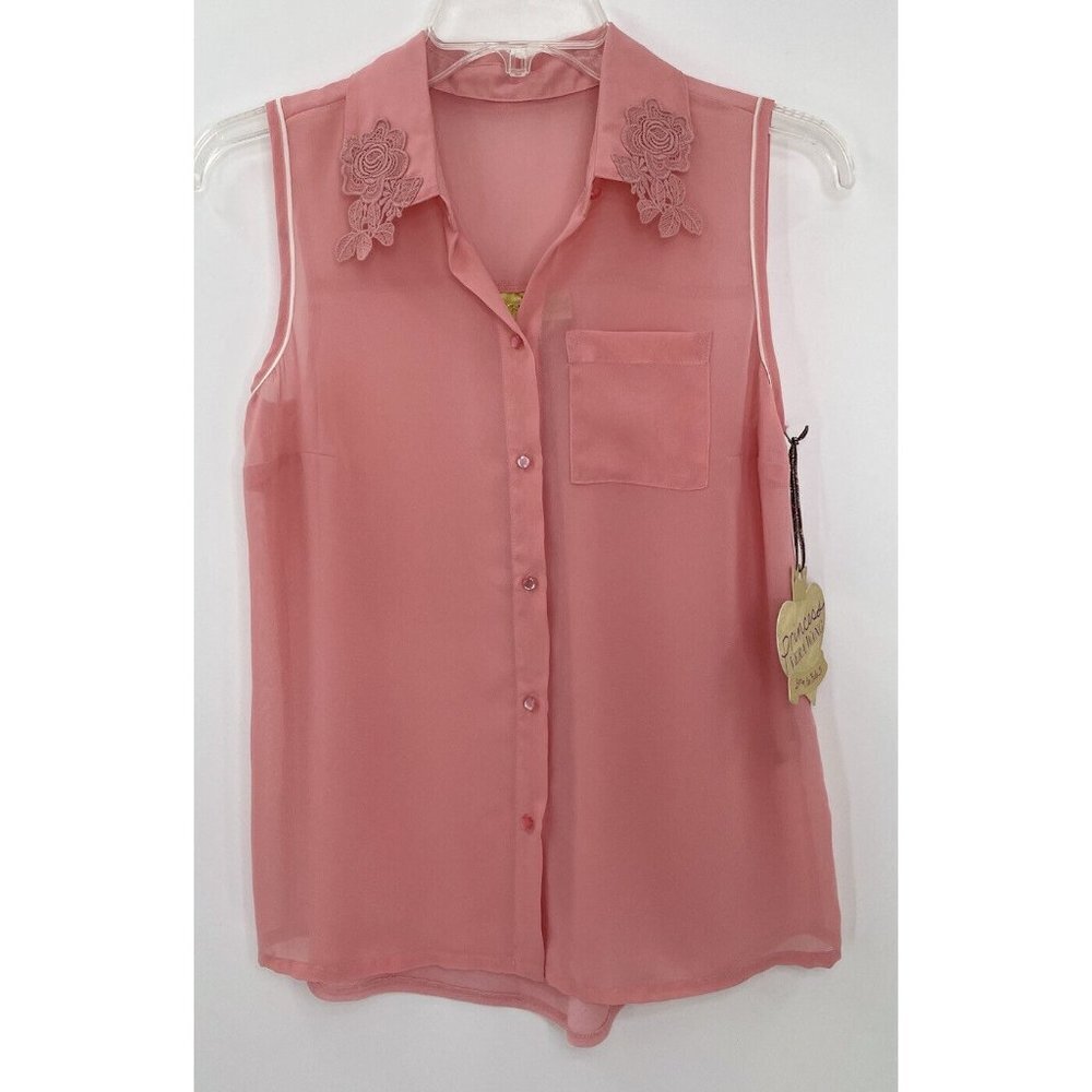 NWT Princess Vera Wang Chiffon‎ Floral Sleeveless Junior's Top Size Small